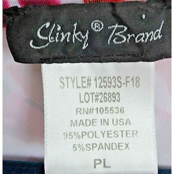 Slinky Brand PL Red & Pink Roses Shirt Bell Sleeves Size PL Non Wrinkle Striped. - Picture 3 of 6